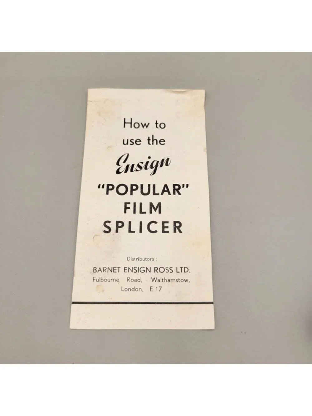 Ensign Ltd Popular Film Splicer for 8mm Film London England with Instructions